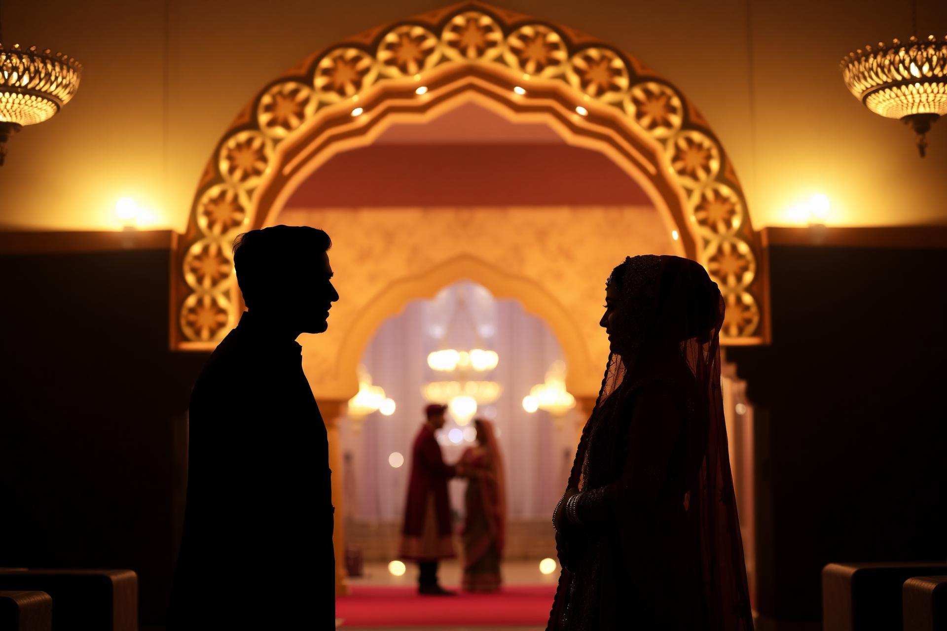 Elegant Pakistani couple silhouette